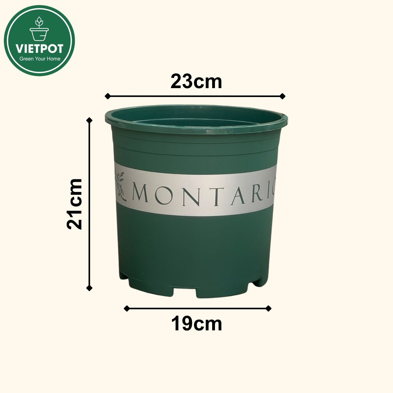  Chậu nhựa trồng cây VIETPOT, màu xanh MONTARIO, để ban công, sân vườn, trồng các loại cây hoa. 