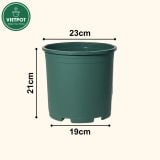  Chậu nhựa trồng cây VIETPOT, màu xanh trơn, trồng hoa kiểng, hoa hồng, để bàn, ban công, sân vườn 
