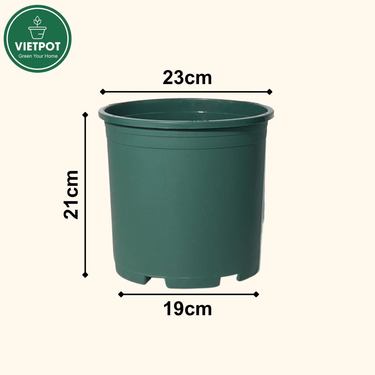  Chậu nhựa trồng cây VIETPOT, màu xanh trơn, trồng hoa kiểng, hoa hồng, để bàn, ban công, sân vườn 