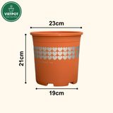 Chậu nhựa trồng cây VIETPOT, màu Cam Tim, trồng hoa kiểng, hoa hồng, để bàn, ban công, sân vườn. 