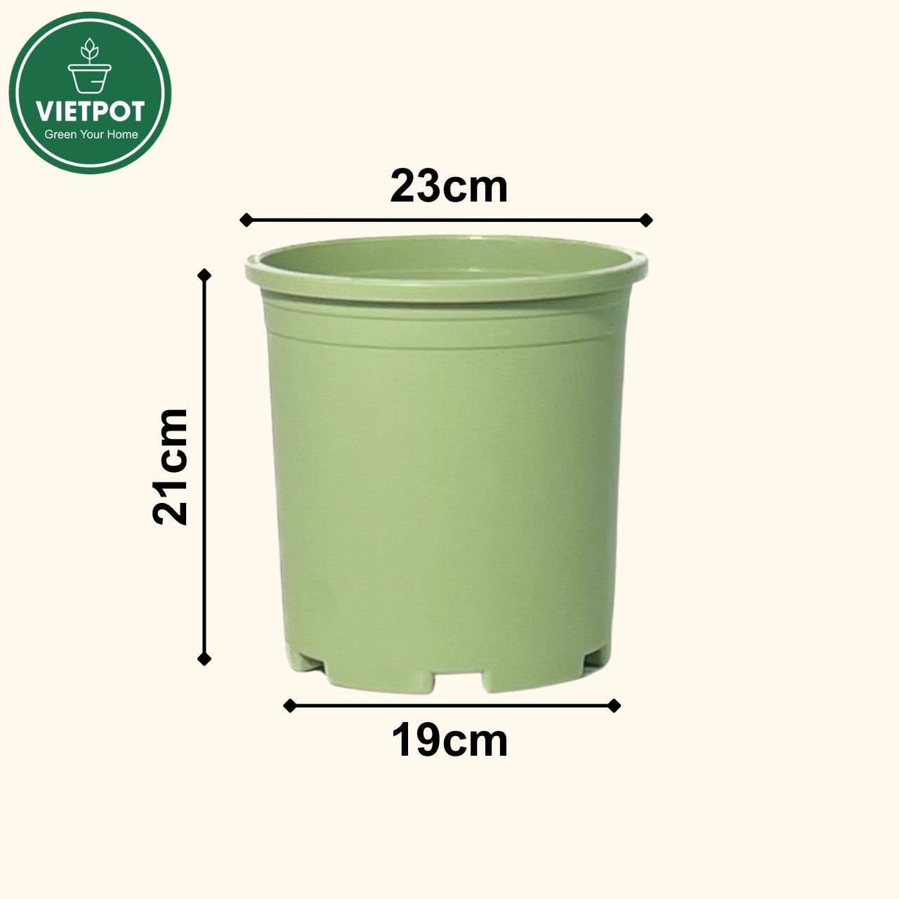  Chậu nhựa trồng cây VIETPOT, xanh Mint Trơn, trồng kiểng lá hoa hồng, để bàn, ban công sân vườn. 