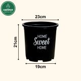  Chậu nhựa trồng cây VIETPOT, màu đen, hoa văn Sweet Home, trồng hoa kiểng lá, để nhà, sân vườn. 