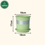  Chậu Nhựa Trồng Cây VIETPOT, xanh Mint MONTARIO, kiểng lá, hoa hồng, để bàn,ban công,sân vườn 