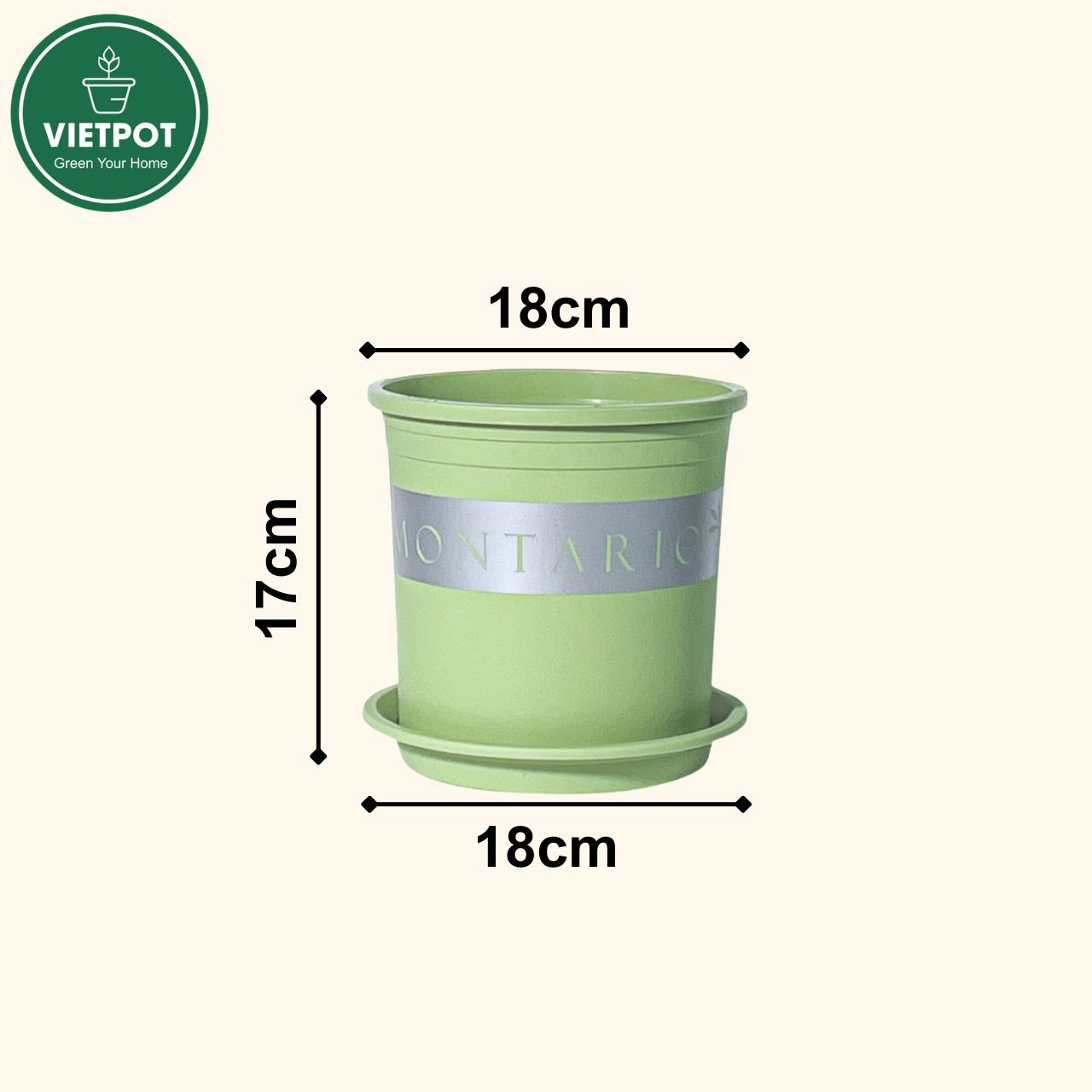  Chậu Nhựa Trồng Cây VIETPOT, xanh Mint MONTARIO, kiểng lá, hoa hồng, để bàn,ban công,sân vườn 