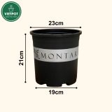  Chậu nhựa trồng cây VIETPOT, màu đen MONTARIO, trồng hoa kiểng, hoa hồng, để ban công, sân vườn. 