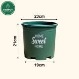  Chậu nhựa trồng cây VIETPOT, màu xanh, hoa văn Sweet Home, trồng hoa kiểng lá, để nhà, sân vườn. 