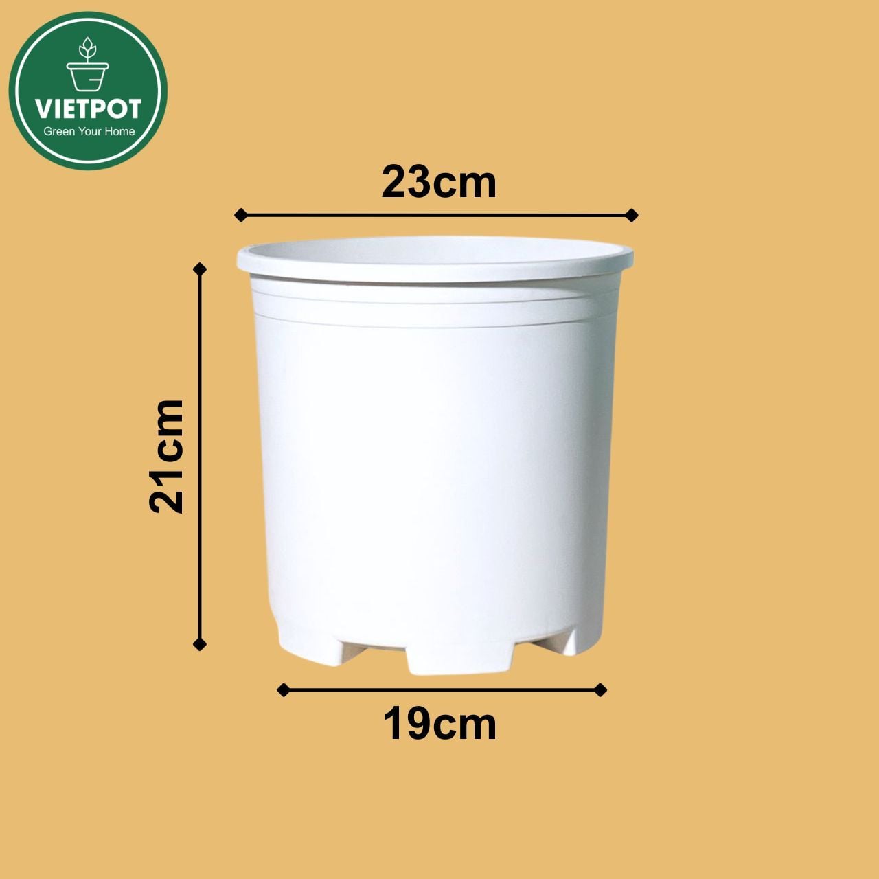  Chậu nhựa trồng cây VIETPOT, màu trắng trơn, trồng hoa kiểng, hoa hồng, để ban công, sân vườn. 