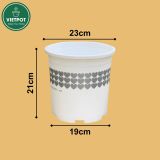  Chậu nhựa trồng cây VIETPOT, màu Trắng Tim, trồng kiểng lá, hoa hồng, trang trí ban công, sân vườn. 