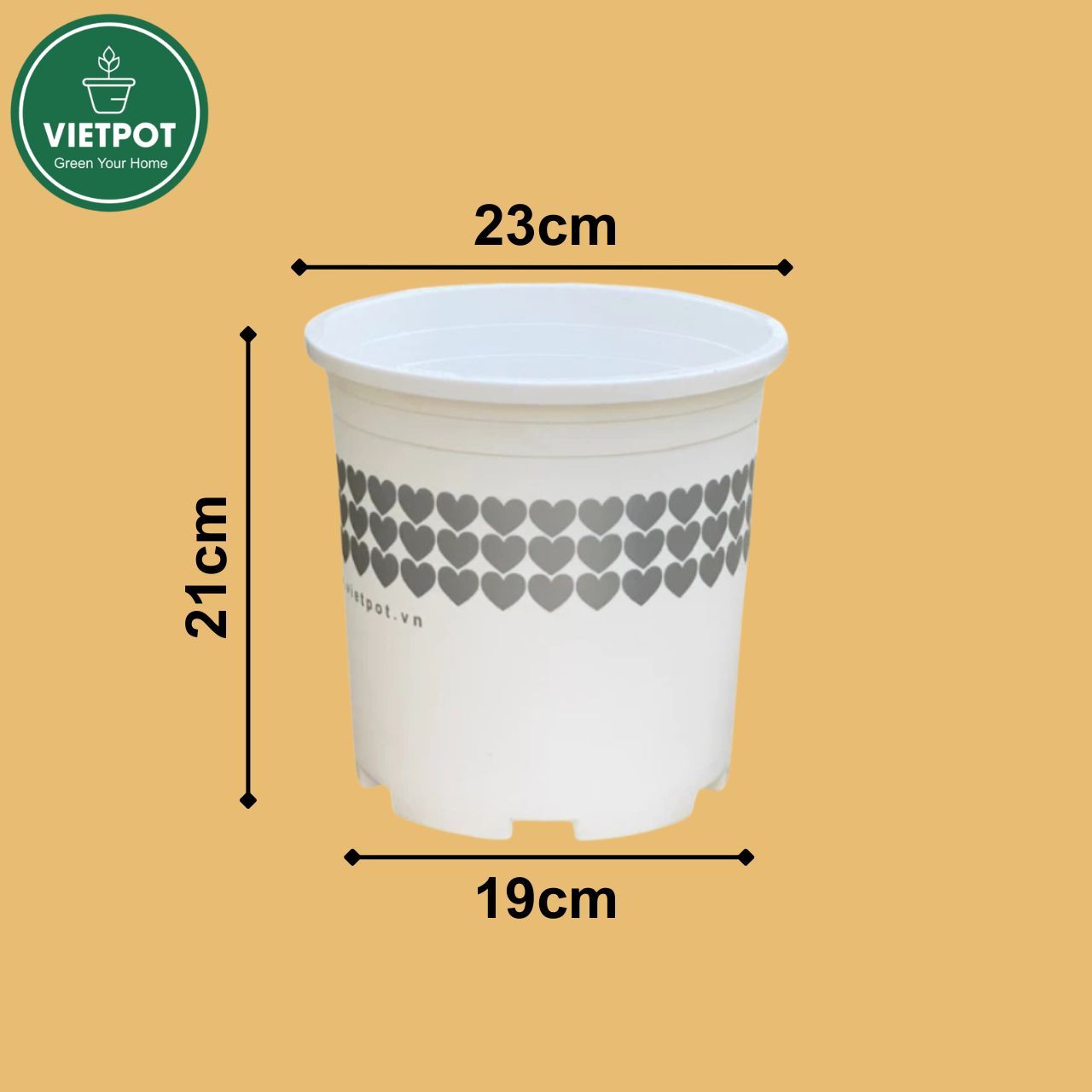  Chậu nhựa trồng cây VIETPOT, màu Trắng Tim, trồng kiểng lá, hoa hồng, trang trí ban công, sân vườn. 