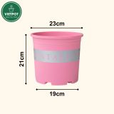  Chậu nhựa trồng cây VIETPOT, màu hồng MONTARIO, trồng hoa kiểng, hoa hồng, ban công, sân vườn 