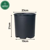  Chậu nhựa trồng cây VIETPOT, màu đen trơn, trồng hoa kiểng, trang trí ban công, sân vườn, sân thượng 