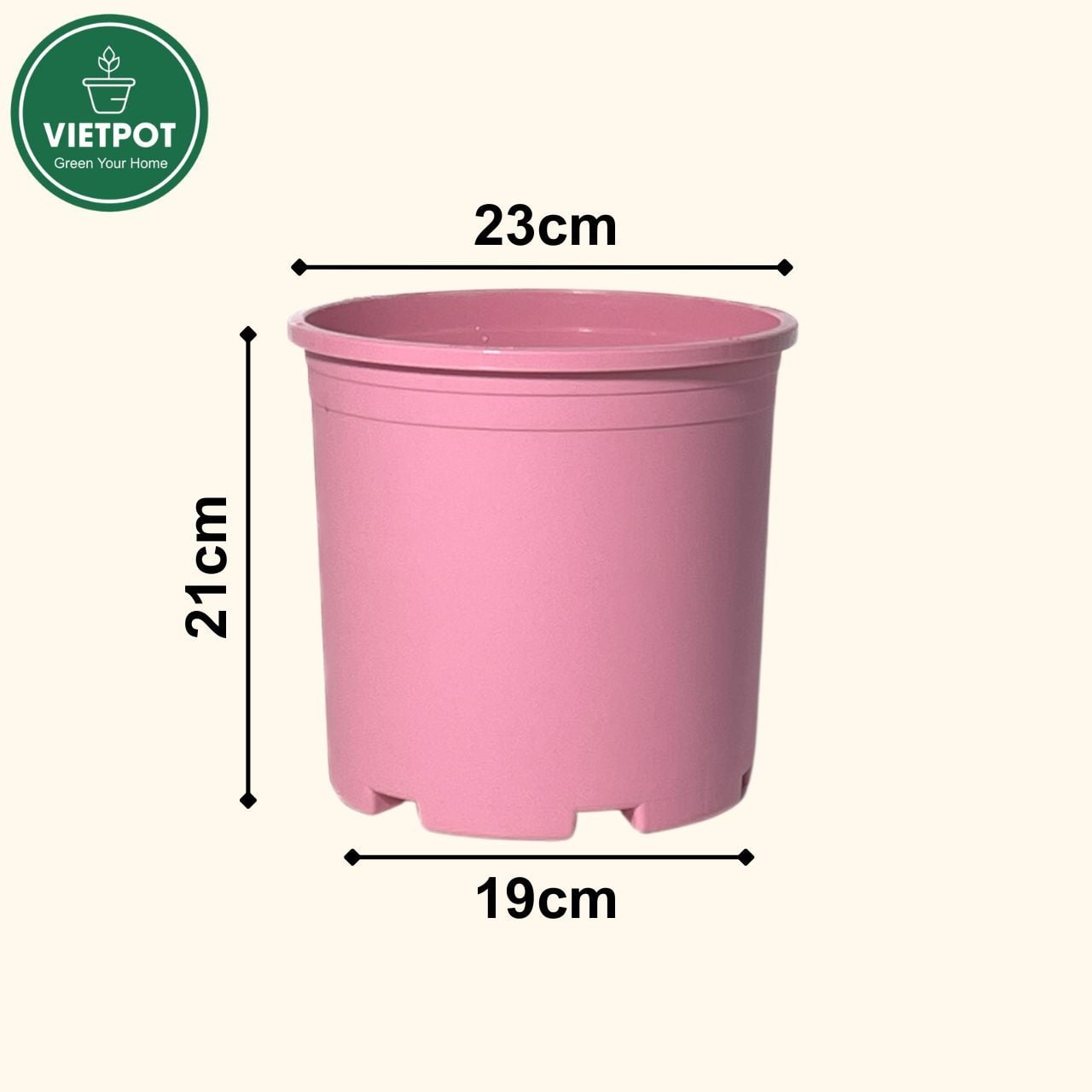  Chậu nhựa trồng cây VIETPOT, màu hồng trơn, trồng kiểng lá, hoa hồng, trang trí ban công, sân vườn. 