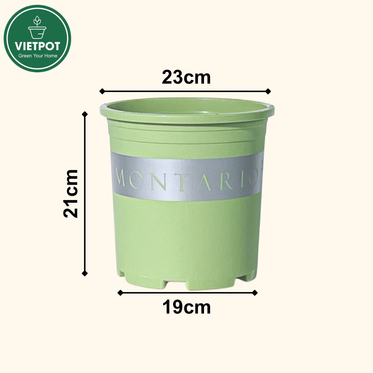  Chậu Nhựa Trồng Cây VIETPOT, xanh Mint MONTARIO, kiểng lá, hoa hồng, để bàn,ban công,sân vườn 