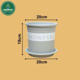 Chậu nhựa trồng cây VIETPOT, màu xám Montario, trồng hoa kiểng, trang trí ban công, sân vườn. 