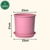  Chậu nhựa trồng cây VIETPOT, màu hồng trơn, trồng kiểng lá, hoa hồng, trang trí ban công, sân vườn. 