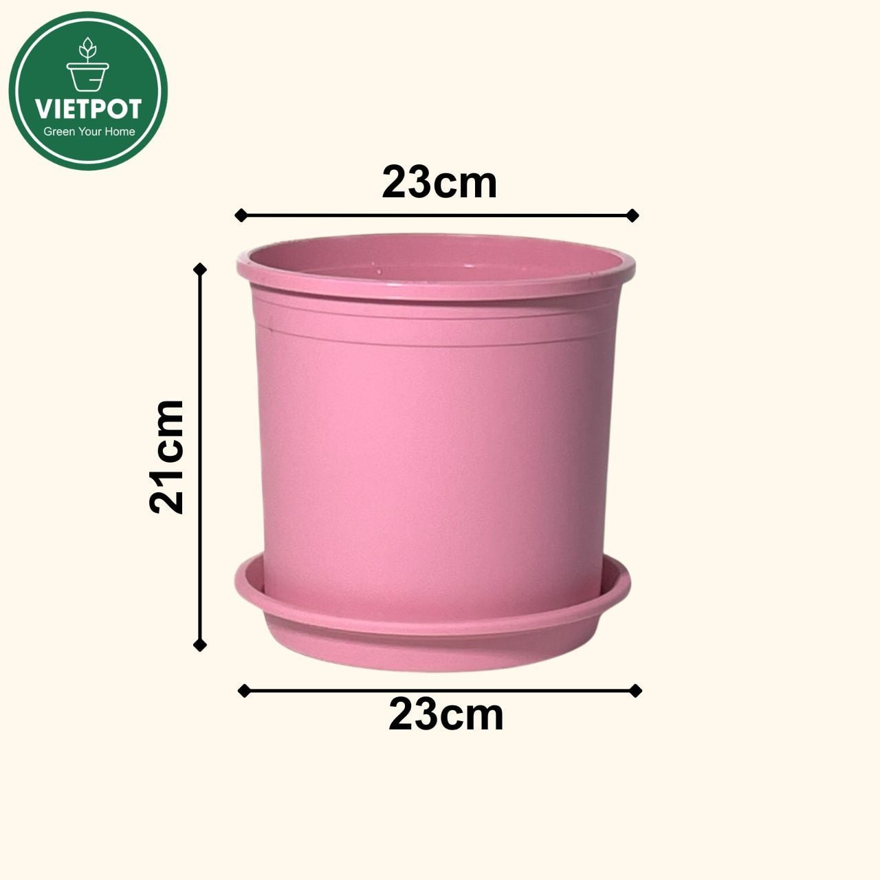  Chậu nhựa trồng cây VIETPOT, màu hồng trơn, trồng kiểng lá, hoa hồng, trang trí ban công, sân vườn. 