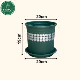 Chậu nhựa trồng cây VIETPOT, màu xanh tim, trồng kiểng lá, hoa hồng, trang trí ban công, sân vườn. 