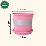  Chậu nhựa trồng cây VIETPOT, màu hồng MONTARIO, trồng hoa kiểng, hoa hồng, ban công, sân vườn 