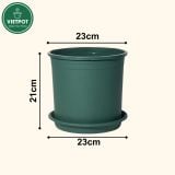  Chậu nhựa trồng cây VIETPOT, màu xanh trơn, trồng hoa kiểng, hoa hồng, để bàn, ban công, sân vườn 