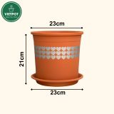  Chậu nhựa trồng cây VIETPOT, màu Cam Tim, trồng hoa kiểng, hoa hồng, để bàn, ban công, sân vườn. 
