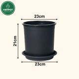  Chậu nhựa trồng cây VIETPOT, màu đen trơn, trồng hoa kiểng, trang trí ban công, sân vườn, sân thượng 