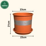  Chậu nhựa trồng cây VIETPOT, màu cam đất MONTARIO, trồng hoa kiểng, hoa hồng, ban công, vườn 