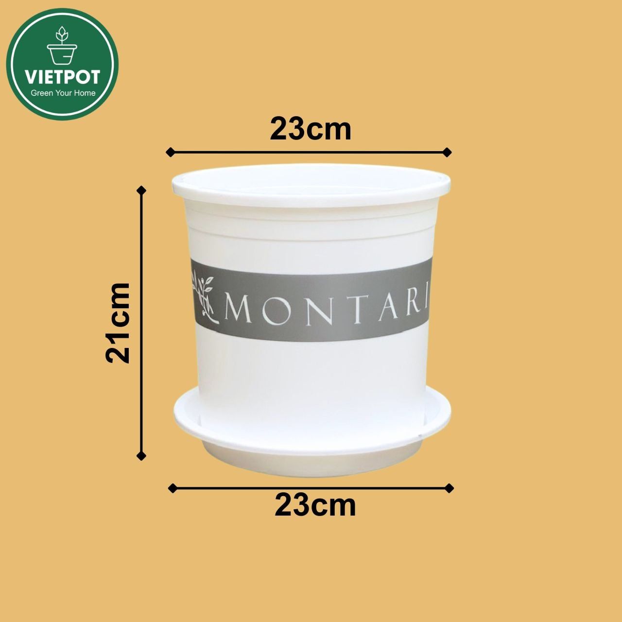  Chậu Nhựa Trồng Cây VIETPOT, màu trắng MONTARIO, kiểng lá, hoa hồng, để bàn, ban công,sân vườn 