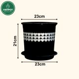  Chậu nhựa trồng cây VIETPOT, màu Đen Tim, trồng hoa kiểng, trang trí ban công, sân vườn, sân thượng 
