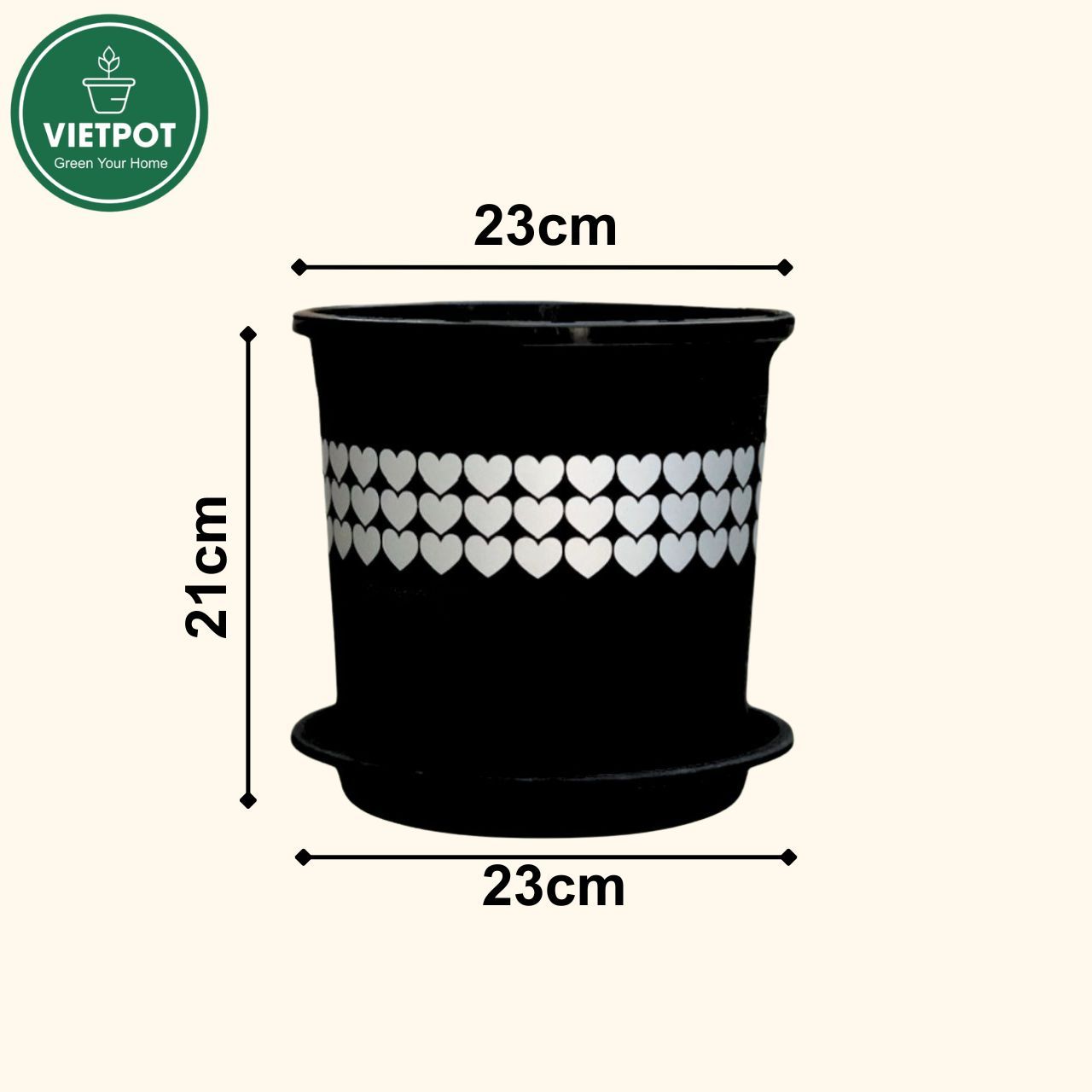  Chậu nhựa trồng cây VIETPOT, màu Đen Tim, trồng hoa kiểng, trang trí ban công, sân vườn, sân thượng 