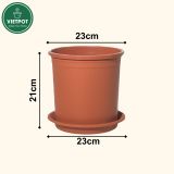  Chậu nhựa trồng cây VIETPOT, màu Cam Trơn, trồng kiểng lá, hoa hồng, để ban công, sân vườn. 