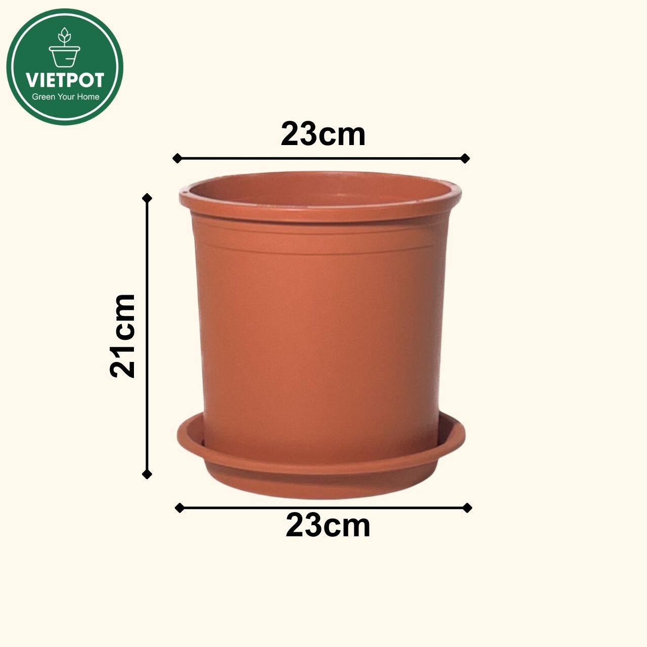 Chậu nhựa trồng cây VIETPOT, màu Cam Trơn, trồng kiểng lá, hoa hồng, để ban công, sân vườn. 
