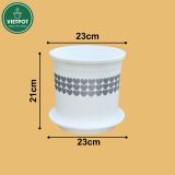  Chậu nhựa trồng cây VIETPOT, màu Trắng Tim, trồng kiểng lá, hoa hồng, trang trí ban công, sân vườn. 