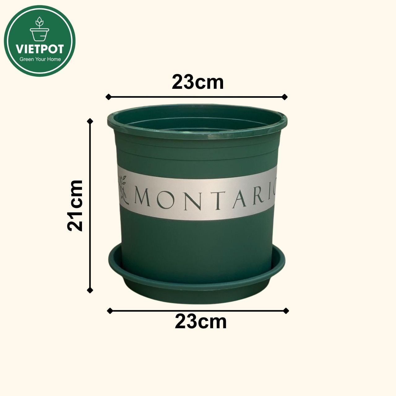  Chậu nhựa trồng cây VIETPOT, màu xanh MONTARIO, để ban công, sân vườn, trồng các loại cây hoa. 