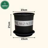  Chậu nhựa trồng cây VIETPOT, màu đen MONTARIO, trồng hoa kiểng, hoa hồng, để ban công, sân vườn. 
