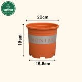  Chậu nhựa trồng cây VIETPOT, màu cam đất MONTARIO, trồng hoa kiểng, hoa hồng, ban công, vườn 