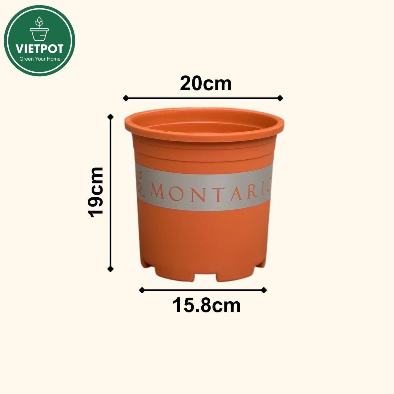  Chậu nhựa trồng cây VIETPOT, màu cam đất MONTARIO, trồng hoa kiểng, hoa hồng, ban công, vườn 