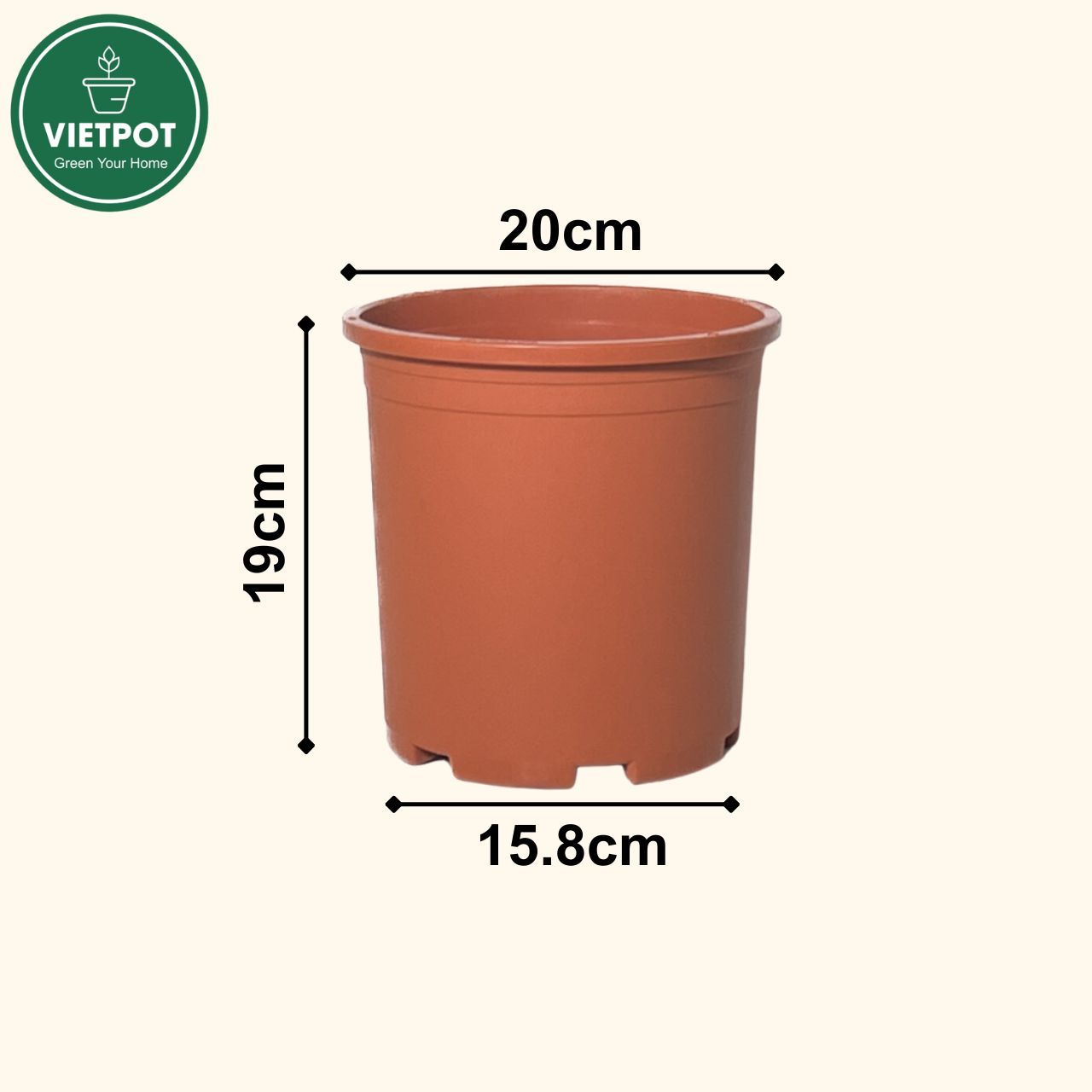 Chậu nhựa trồng cây VIETPOT, màu Cam Trơn, trồng kiểng lá, hoa hồng, để ban công, sân vườn. 