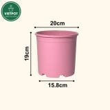  Chậu nhựa trồng cây VIETPOT, màu hồng trơn, trồng kiểng lá, hoa hồng, trang trí ban công, sân vườn. 