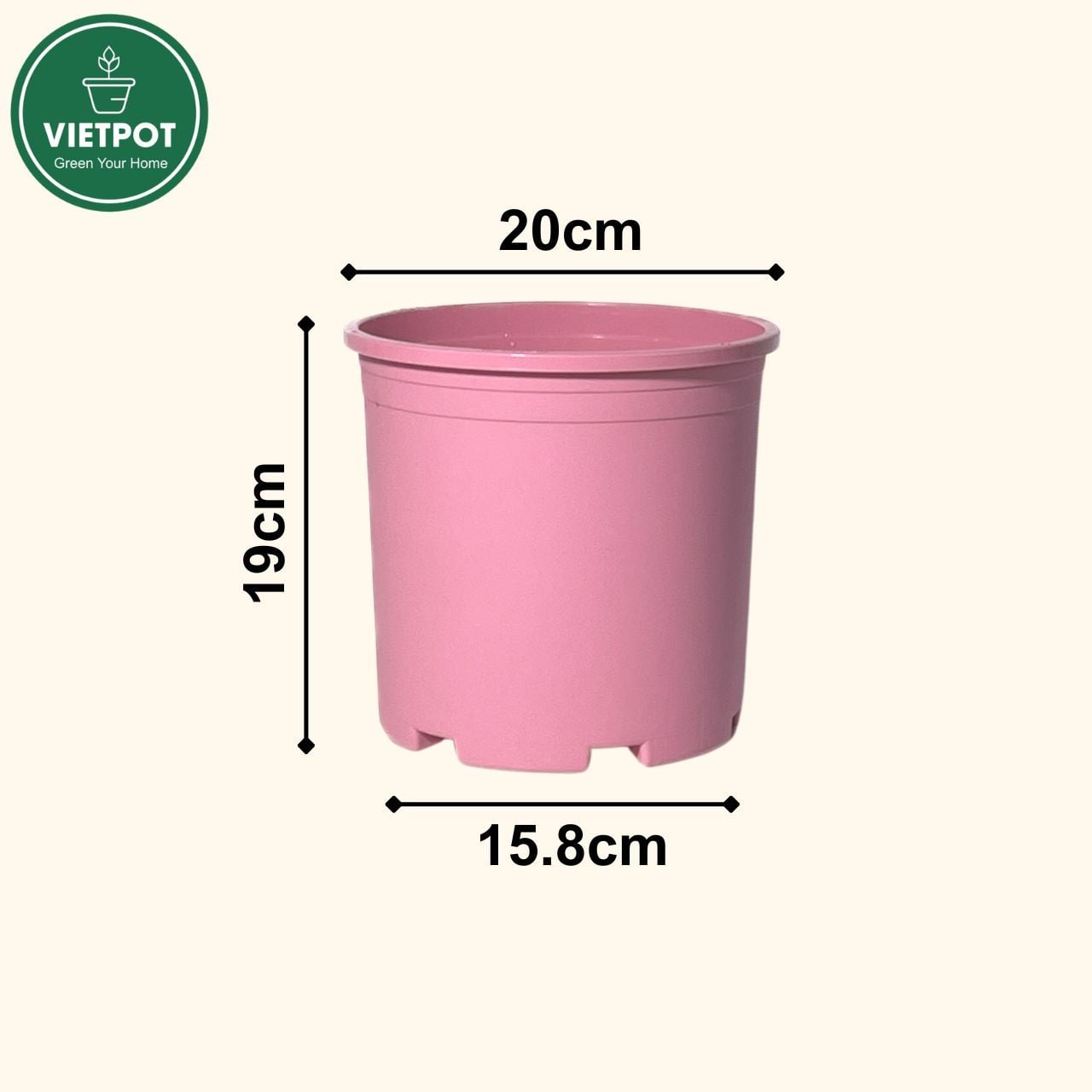  Chậu nhựa trồng cây VIETPOT, màu hồng trơn, trồng kiểng lá, hoa hồng, trang trí ban công, sân vườn. 