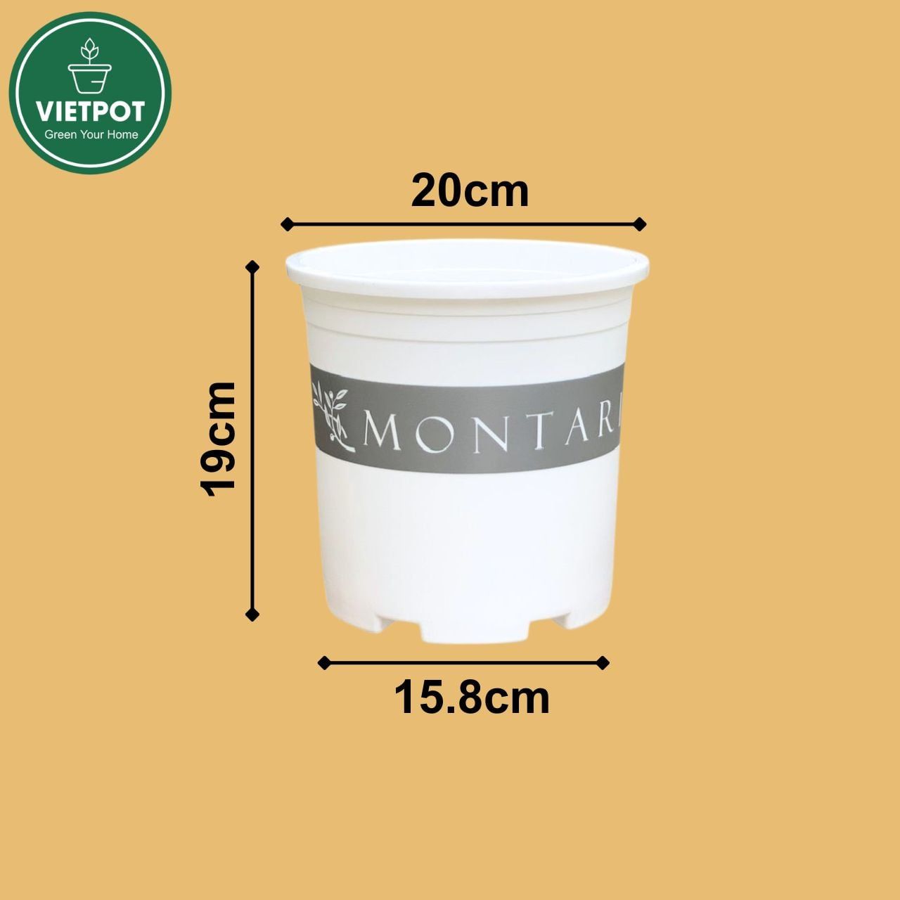  Chậu Nhựa Trồng Cây VIETPOT, màu trắng MONTARIO, kiểng lá, hoa hồng, để bàn, ban công,sân vườn 