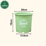  Chậu nhựa trồng cây VIETPOT, màu xanh Mint, hoa văn Sweet Home, trồng hoa kiểng lá, để nhà sân vườn. 