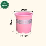  Chậu nhựa trồng cây VIETPOT, màu hồng tim, trồng kiểng lá, hoa hồng, trang trí ban công, sân vườn. 