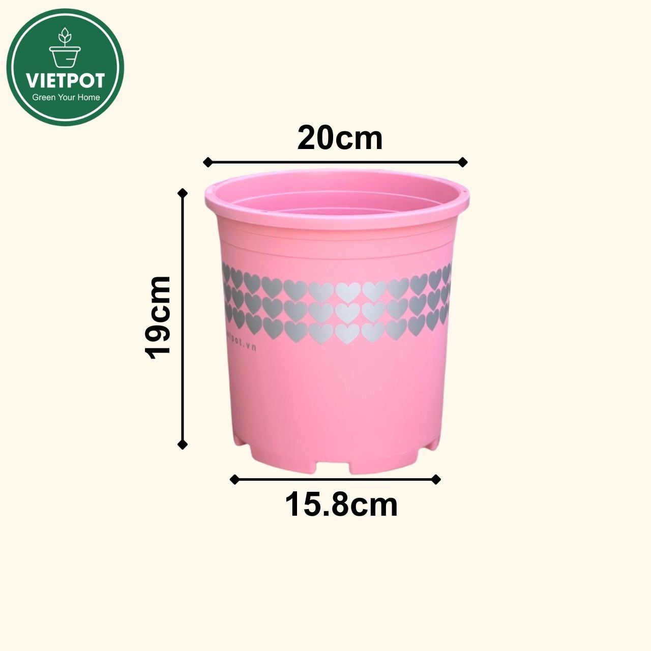  Chậu nhựa trồng cây VIETPOT, màu hồng tim, trồng kiểng lá, hoa hồng, trang trí ban công, sân vườn. 