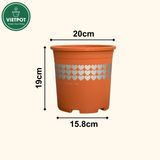  Chậu nhựa trồng cây VIETPOT, màu Cam Tim, trồng hoa kiểng, hoa hồng, để bàn, ban công, sân vườn. 