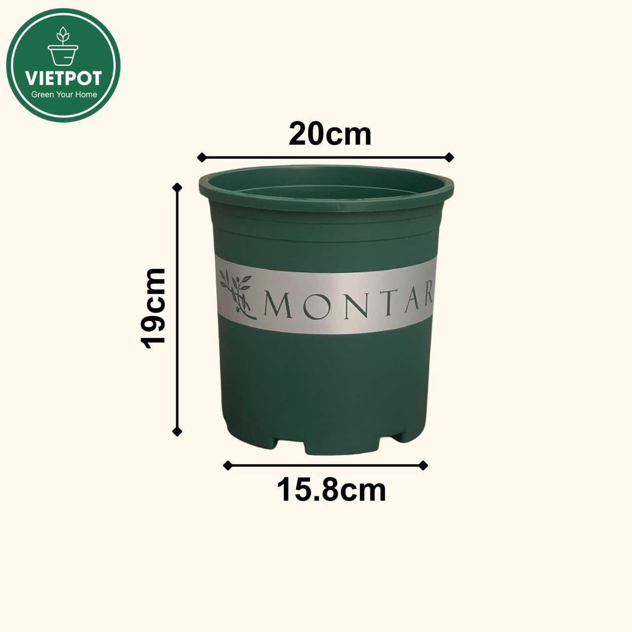  Chậu nhựa trồng cây VIETPOT, màu xanh MONTARIO, để ban công, sân vườn, trồng các loại cây hoa. 