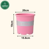  Chậu nhựa trồng cây VIETPOT, màu hồng MONTARIO, trồng hoa kiểng, hoa hồng, ban công, sân vườn 
