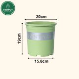  Chậu Nhựa Trồng Cây VIETPOT, xanh Mint MONTARIO, kiểng lá, hoa hồng, để bàn,ban công,sân vườn 