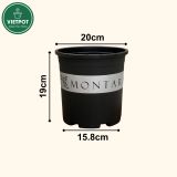  Chậu nhựa trồng cây VIETPOT, màu đen MONTARIO, trồng hoa kiểng, hoa hồng, để ban công, sân vườn. 