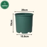  Chậu nhựa trồng cây VIETPOT, màu xanh trơn, trồng hoa kiểng, hoa hồng, để bàn, ban công, sân vườn 