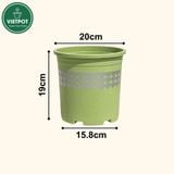  Chậu nhựa trồng cây VIETPOT, xanh Mint hoa văn tim, kiểng lá, hoa hồng, để bàn,ban công sân vườn. 